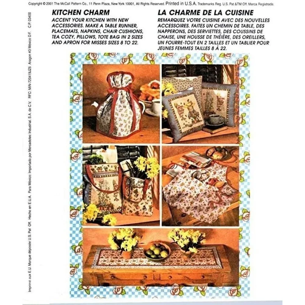 McCall's Sewing‎ Pattern 3214 Kitchen Accessories Apron Totes
